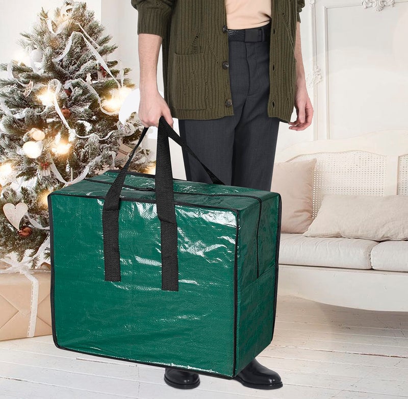 ProPik Christmas Ornaments Storage, Holiday Accessories Bag Tear-Proof Tarp 18 X 10 X 15 with Handles and Full Length Zipper (Green) - Image 2
